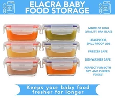6-Pack Baby Food Storage Microwave Leakproof Food Containers