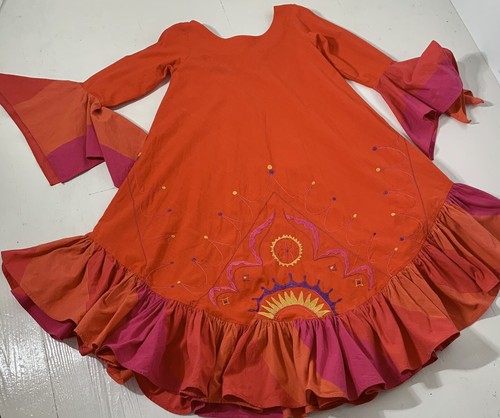 Vintage 1960s/70s Josefa Rainbow Patchwork Embroidered Mexican Caftan Dress S/M - Picture 9 of 16
