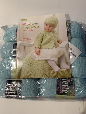 8 Skeins Mary Maxim Yarn Starlette Worsted Weight Soft Aqua & Baby Set Patterns
