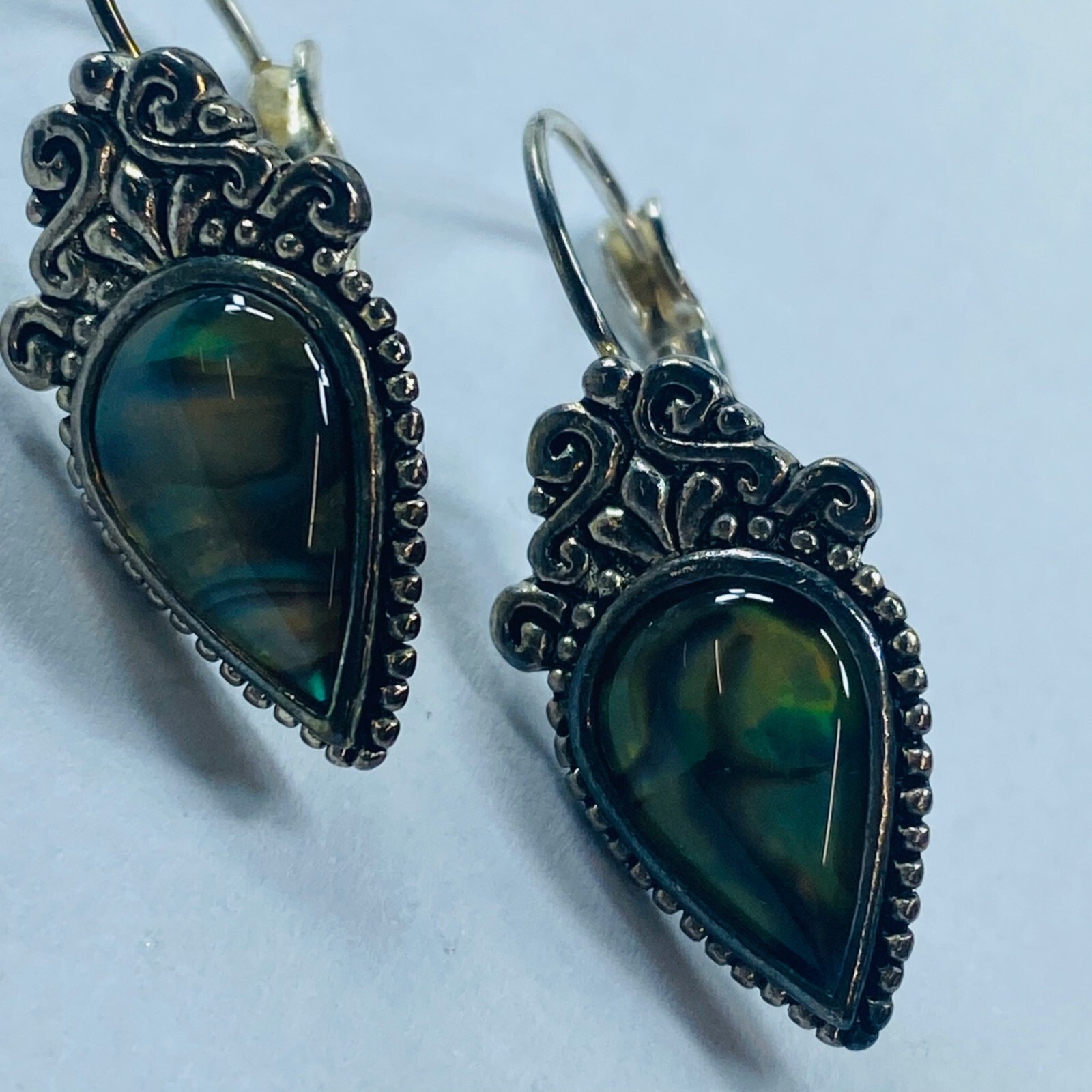 Multicolor Abalone Shell Pierced Earrings in Silv… - image 16