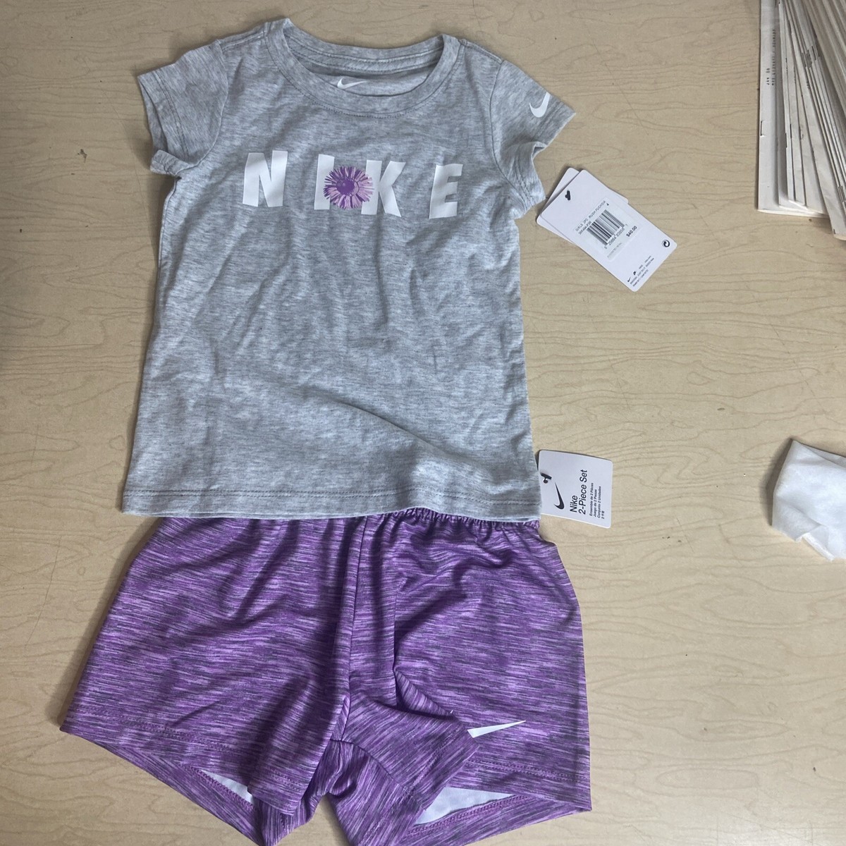 purple nike short set
