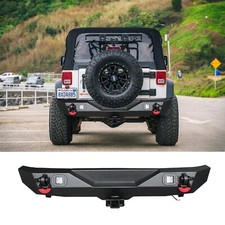 Vijay For 2007-2017 Jeep Wrangler Jk Steel Rear Bumper With Led Light D-ring