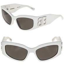 BALENCIAGA BOSSY Cat 0321 White Fashion Geometric Unisex Sunglass BB0321S 005