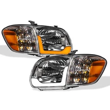 Topline For 05-06 Tundra Crew Switchback Sequential LED Headlights+Bumper Chrome