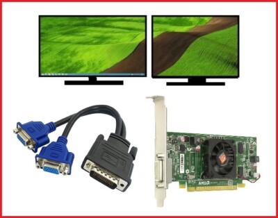 Dell Precision T1500 T1600 T1650 T3400 Dual VGA Video Card Extended Desktop