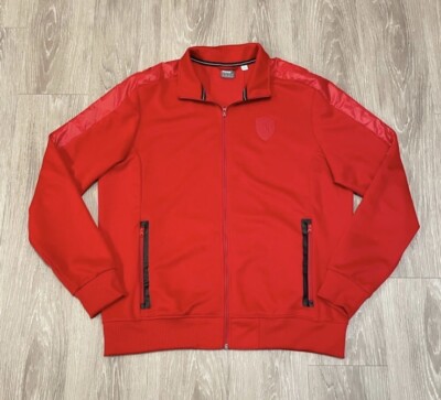 Puma Ferrari Racing Track Jacket Red Zip Up Men's XL Long Sleeve Zipper Up