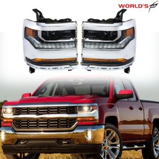 Pair Headlight For Chevy Silverado 1500 2016-2018 Hidxenon W Led Drl Projector