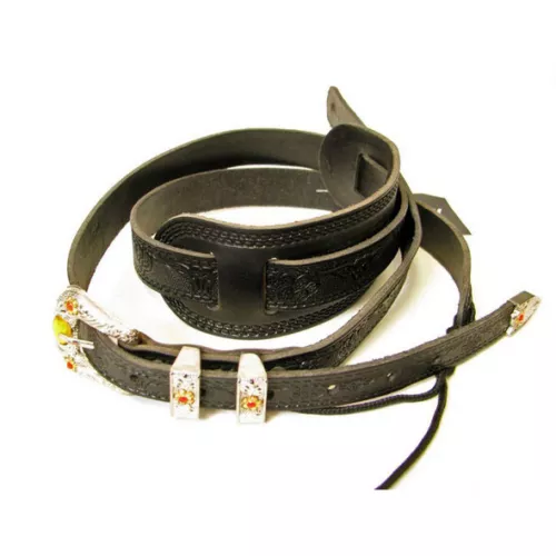 Gretsch Tooled Vintage Leather Guitar Strap - Black