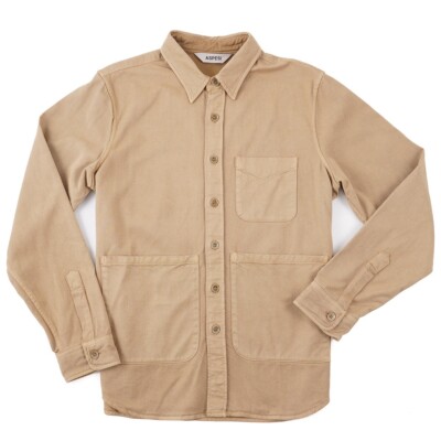 Aspesi Camel Tan Soft Cotton-Blend Utility Shirt-Jacket L New