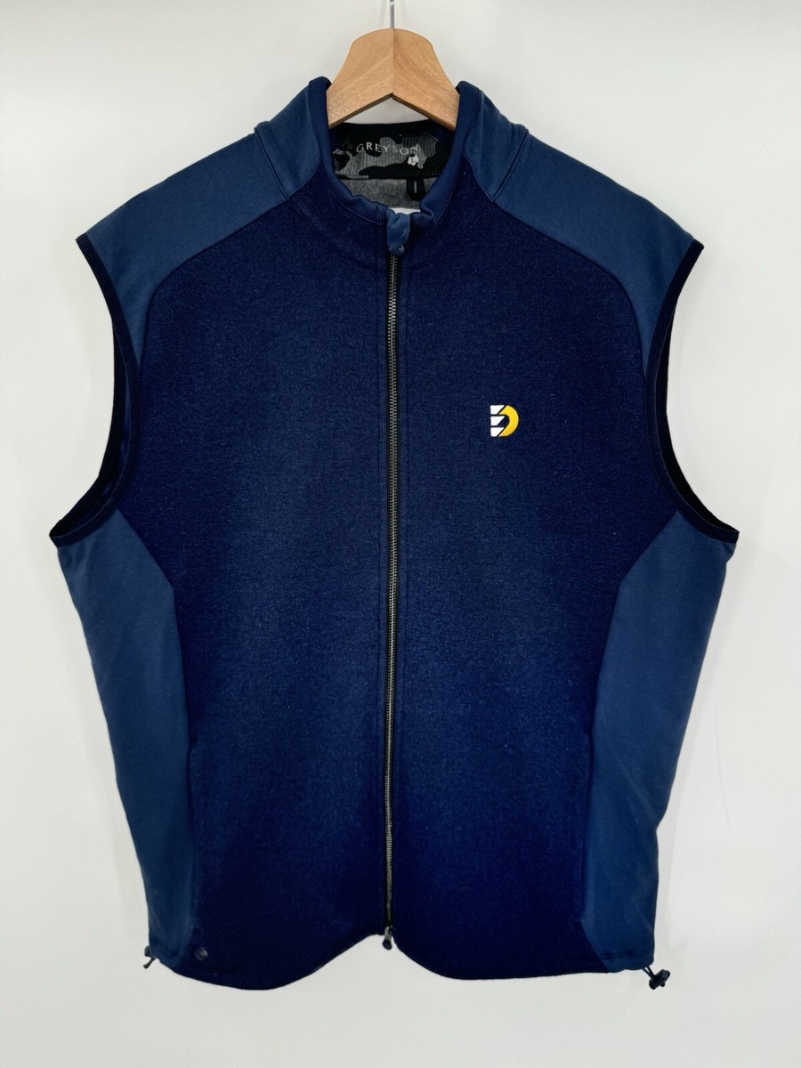 Greyson Men's Sequoia Luxe Vest Full Zip Navy Blue Size Large Golf