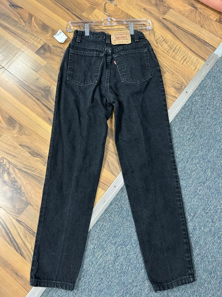 VTG 80s LEVI'S 512 Jeans Black Junior High Waist Tapered Size 3 Short Red Tag - Image 2 of 4