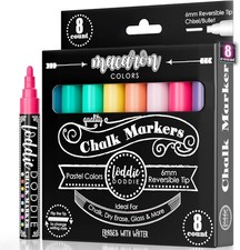 Liquid Chalk Markers - Pack of 8 Macaron Pastel 6mm Tip - Dual Tip Fine  Bold