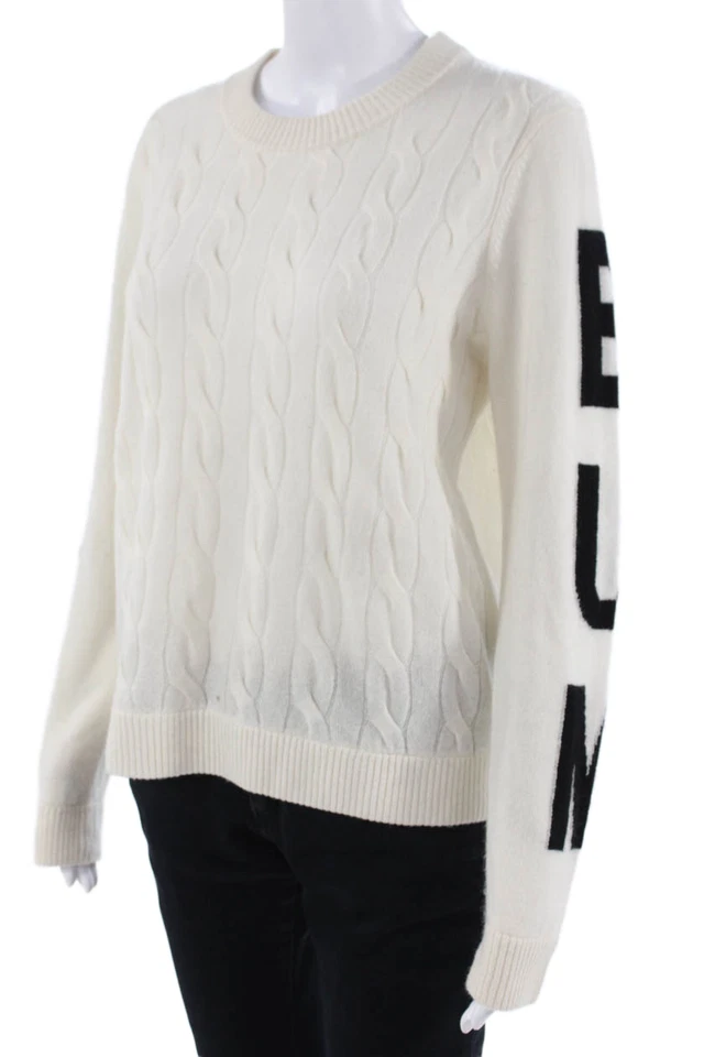 Minnie Rose Women Cashmere Crew Neck Pullover White Long Sleeve Size M - Image 2 of 4