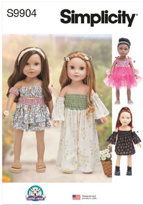 Simplicity Pattern S9904 18'' Doll Clothes  Dresses, Jumpsuit & Skort Set