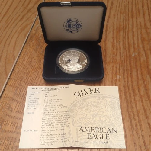 2001 - 1 oz American Silver Eagle Coin - One Troy oz .999 Bullion Ungraded