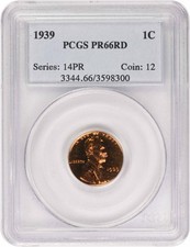 1939 Lincoln Cent Pr66rd Pcgs 1939 Lincoln Cent Pr66rd Pcgs