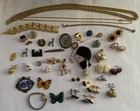 wearable jewelry LOT necklaces PINS earrings pendants vtg costume cufflinks PLUS