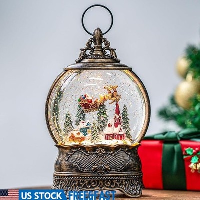 Musical Snow Globe Lantern Christmas Gift Light W/ Timer 8 Songs Decor New