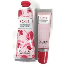 L'Occitane Rose Lip Balm Natural Pink Sheen  Rose Hand Cream 12/30ML NEW