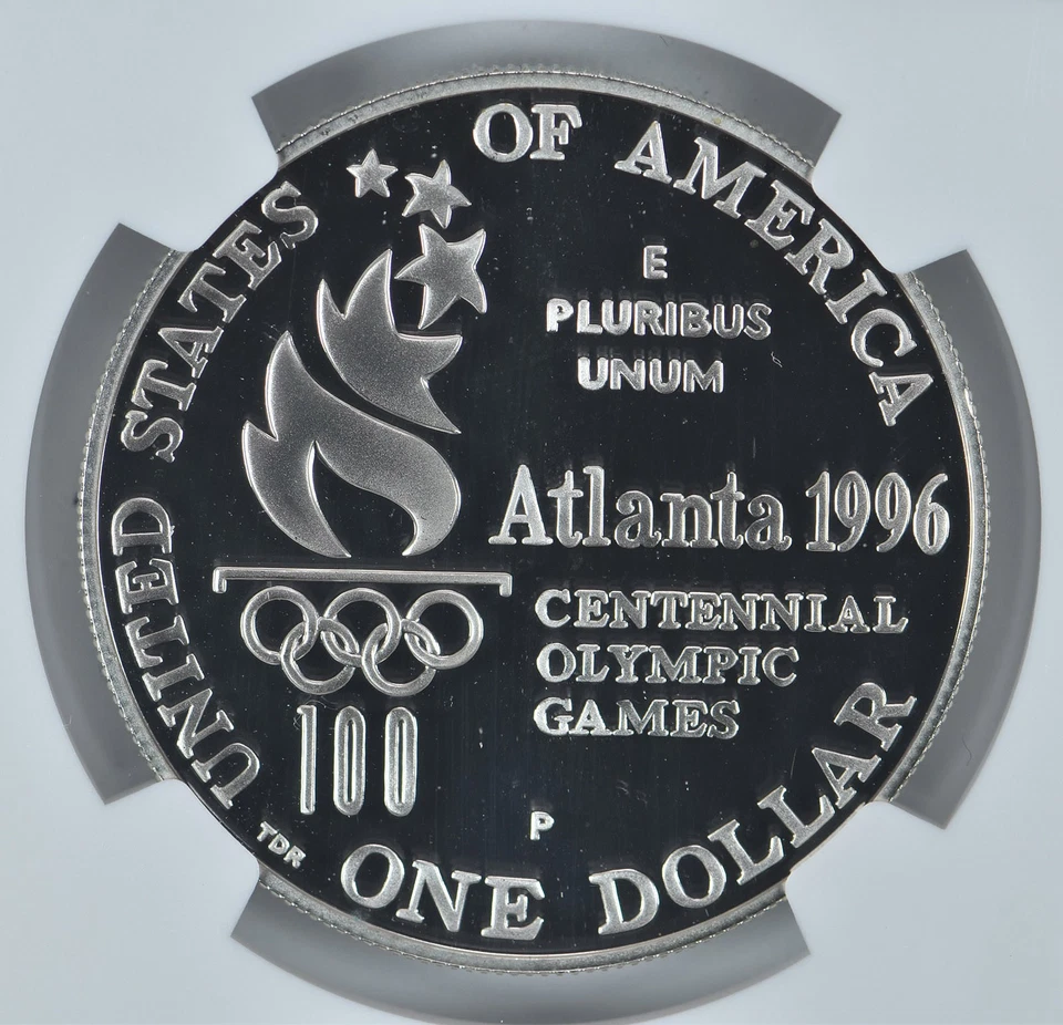 1996-P Olympic Rowing Commemorative Silver Dollar Proof 9.9 UCAM NGCX *5404 - Image 4 of 4