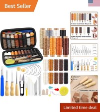 Professional Leather Sewing Kit: 71-Pcs with Awls, Needles Threads for Repairs