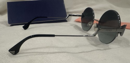 AUTHENTIC FENDI Sunglasses 0243/S 51mm Silver Black Irregular Round Grey Rimless - Picture 8 of 16