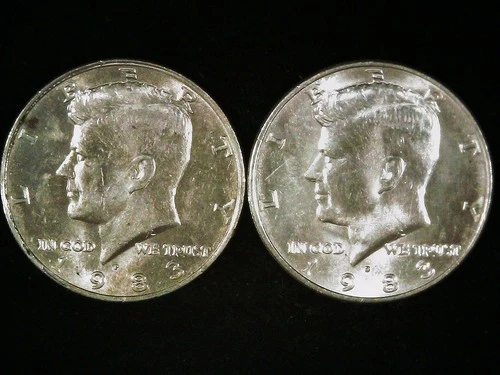 1983-P and D Kennedy Half Dollars ( 2 coins) AU+. Free Shipping!