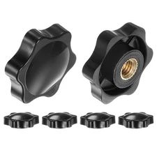 6pcs Star Knobs M10 Thread 38mm Head Non-Through Hole Brass Insert Knob Black