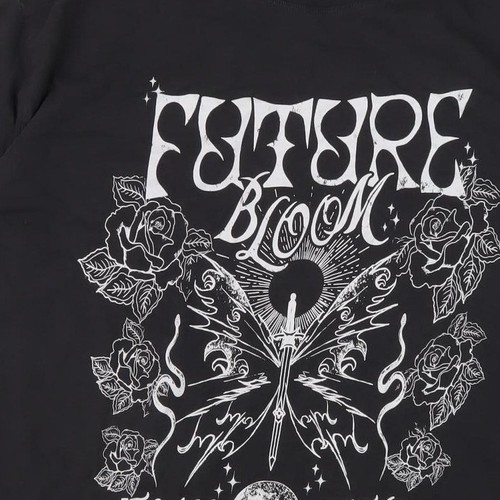 Camiseta Bershka Negra Gráfica Unisex Talla L Calce Relajado - Imagen 9 de 12
