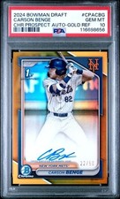 PSA 10 2024 Bowman Chrome 1st Auto Carson Benge TRUE GOLD /50