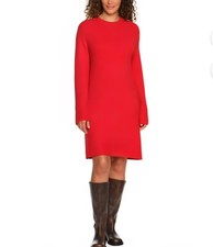 Land's End Women's Crewneck Sweater Longsleeve Dress Red NWT
