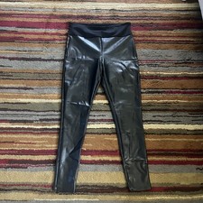 Assets by Spanx Leggings Womens 1X Black Faux Leather High Waist Shaping Pants