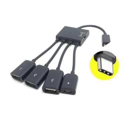 MicroUSB TypeC OTG Power Extenders Cable USB Adapter Hub for Multiple Devices