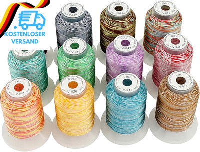 New Brothread 12 Multi Farben Polyester Maschinen Stickgarn 500M (550Y) Für Brot