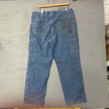 Carhartt Mens Dungaree Fit Carpenter Jeans Light Wash Blue 38x30 382-83 Distre