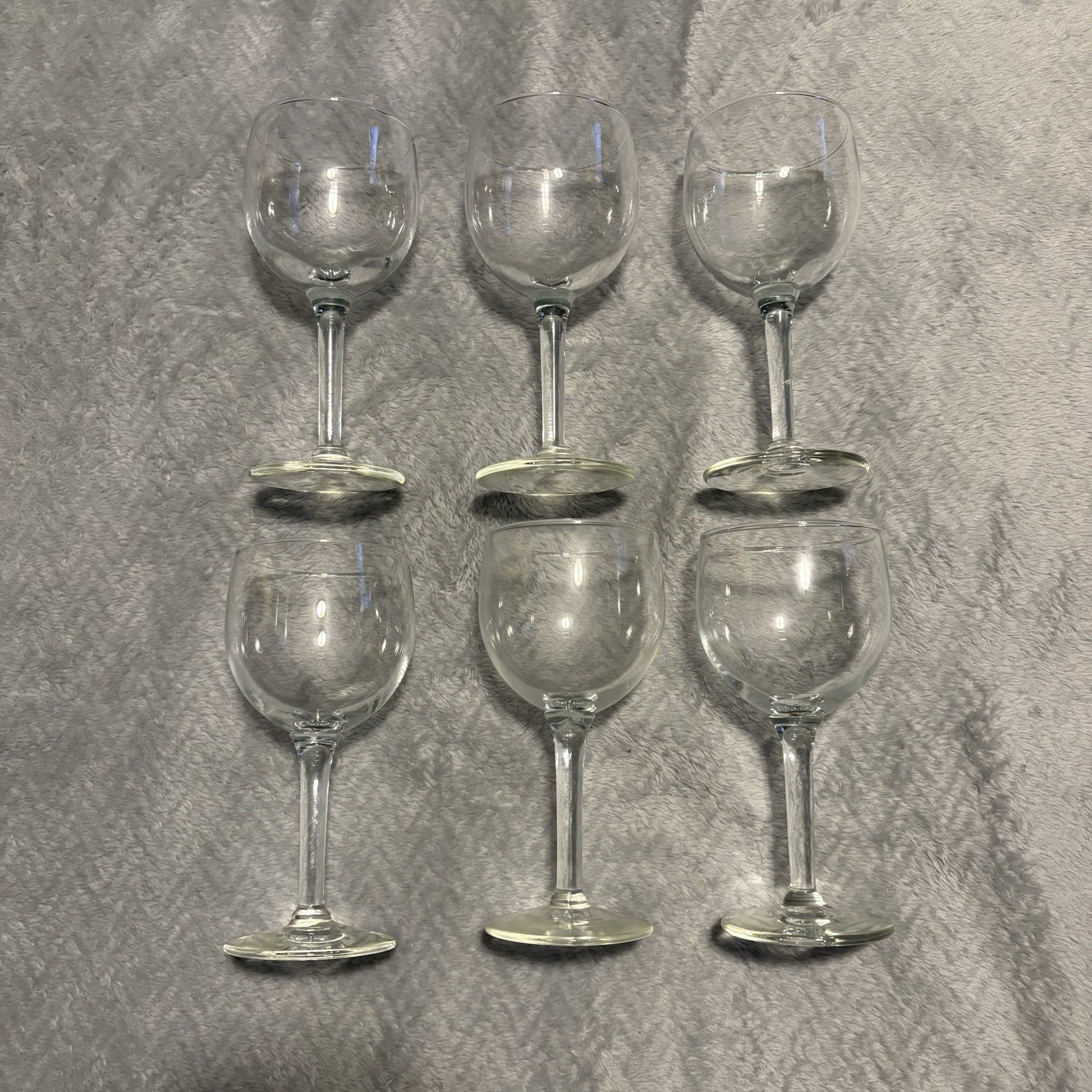 Wine Glasses Set of 6 Goblets Clear Glass Long Stem 6 in