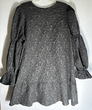 Shein 2XL Black Textured Pattern Ruffled Sleeves/Cuffs and Bottom Women's Dress