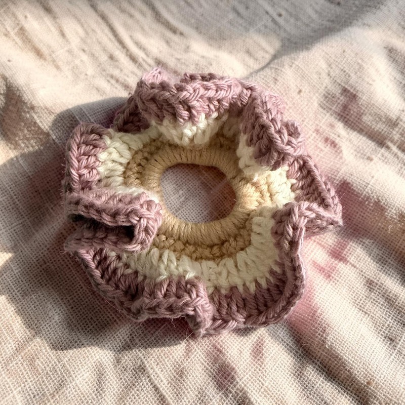 Handmade Crochet Multicolor XL Hair Tie Scrunchie for All Hair Types