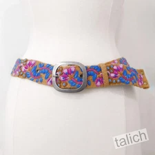 Jenny Krauss Four Seasons Warm Earthy Floral Embroidered Wool Belt S M L Boho