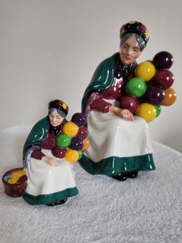 Royal Doulton The Old Balloon Sellers HN1315 PLUS! Miniature HN2129 Unique Pair!