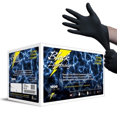 Black Lightning Nitrile Gloves 6 Mil, Disposable Powder-Free Exam & Work Glov...