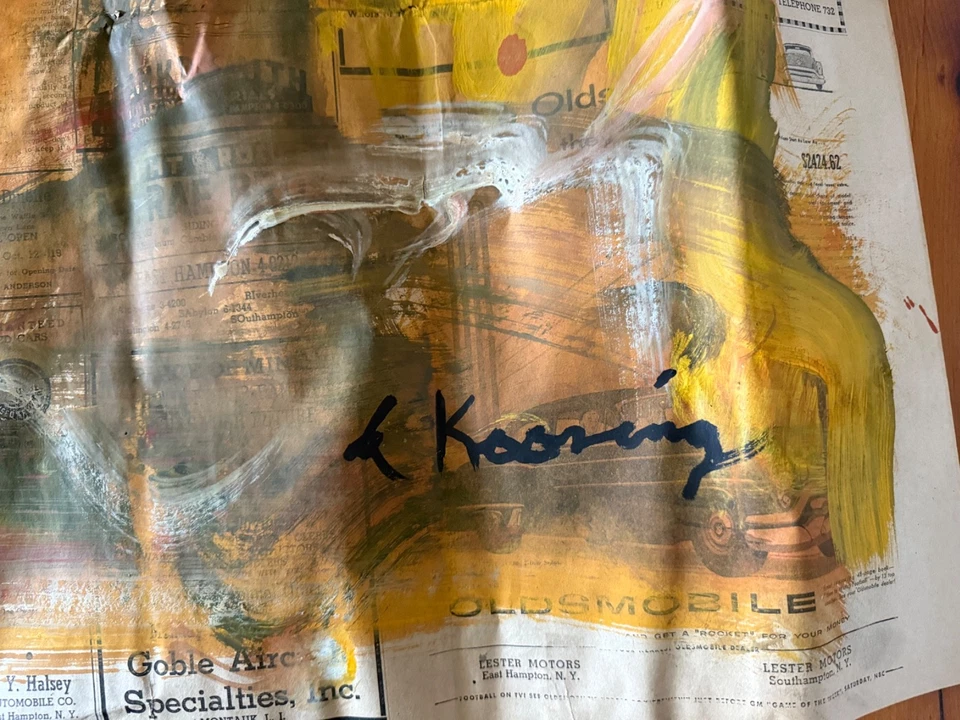 Willem de Kooning 水彩 1953 年东汉普顿报纸 (28"x36) — 第 3/4 张图片