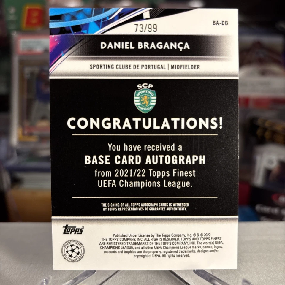 Daniel Braganca 2021-22 Topps Finest UCL Refractor AUTO RC SSP /99 ⭐️ MINT GEM? - Image 2 of 3
