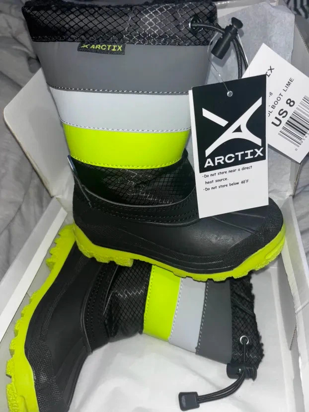 Arctix Patrol Boot Lime Toddler Size 8 Black/Gray/Green NEW 