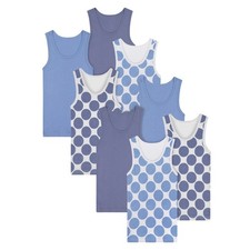 Buyless Fashion Boys Tagless Undershirts Soft Cotton Blue Polka Dot 8 Pack 