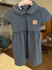 12 Month Two feet Ahead Auburn Tigers Polka Dotted Infant Dress Short sleeve