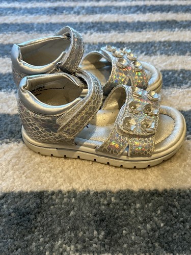 Sprox Girls Silver Glitter Gems Sandals Size 7 - 第 3/7 張圖片