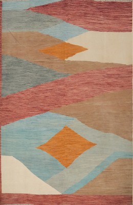Vegetable Dye Reversible Geometric Kilim Flat Weave Rug Room Size Carpet 8x10