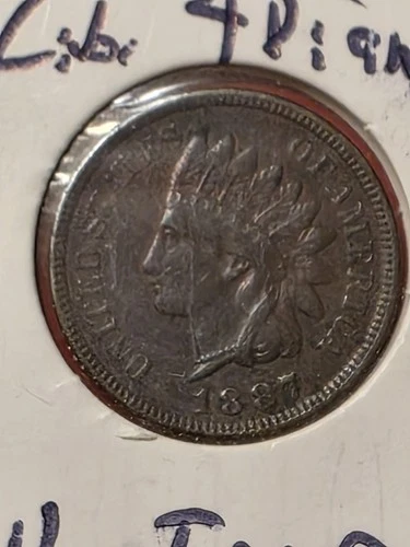 1887 Indian Head Cent Penny    XF / AU , FULL LIBERTY  &  3+  DIAMONDS