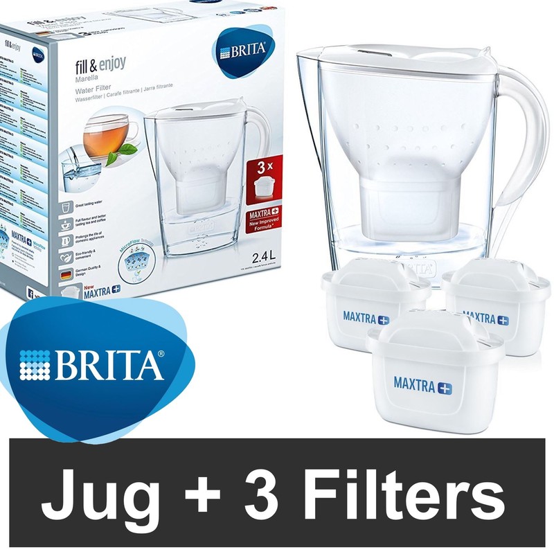 BRITA MARELLA FRIDGE WATER FILTER PURIFIER JUG MAXTRA 3 CARTRIDGE